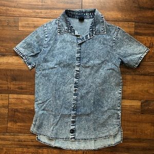 Boys faux denim button up